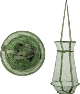 Collapsible Fish Basket Mesh Fish Trap Portable Fish Cage Foldable Fishing Keep Net for Keeping Fish Alive, Bait Storage Crayfish Crab Minnows Shrimps Lobsters