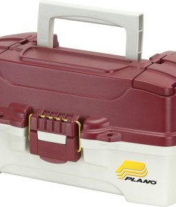 Plano 1-Tray Tackle Box with Dual Top Access, Red Metallic/Off White, Premium Tackle Storage (620106)